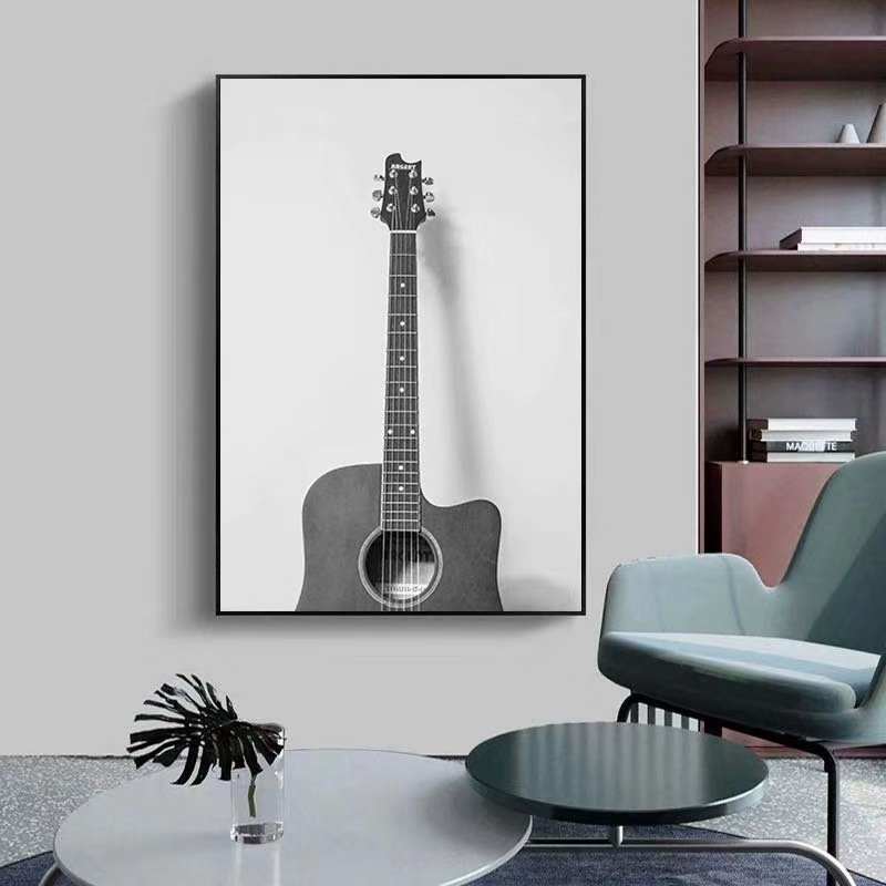 现代简约黑白几何抽象挂画空间延伸装饰画玄关背景墙楼梯走道壁画细节图