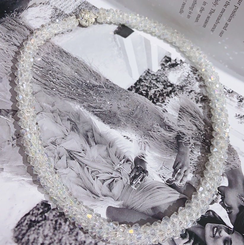 Crystal crochet necklace and bracelet details Picture