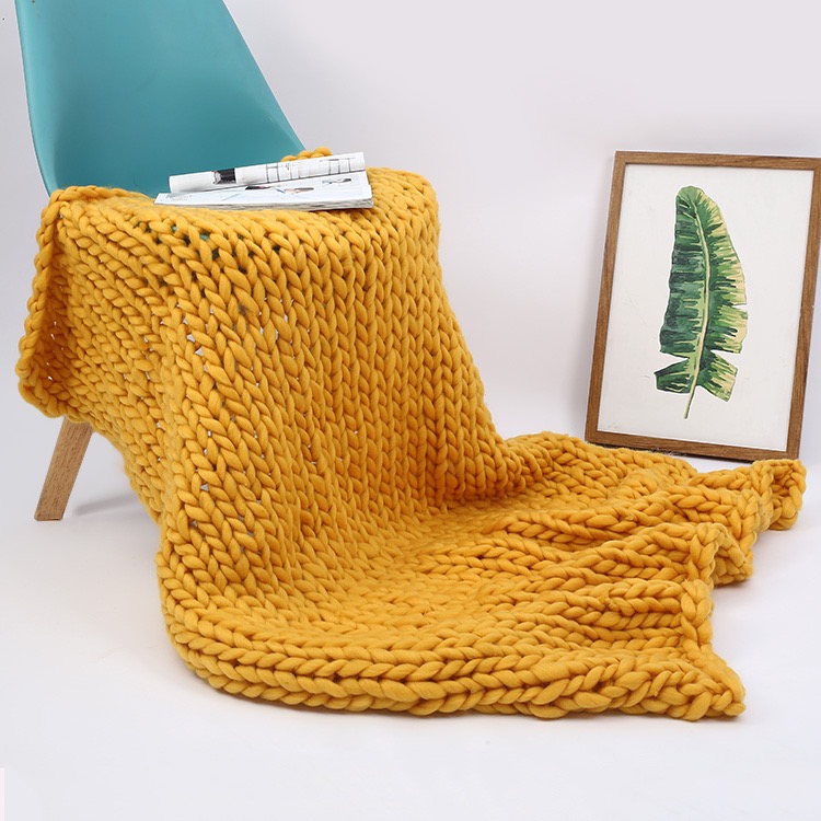 Super-thick wool yarn woven blanket, thick Icelandic wool sofa blanket, air conditioning blanket undefined