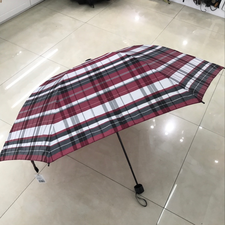 Item 358F Yarn-Dyed Gingham Triple Folding Umbrella details Picture