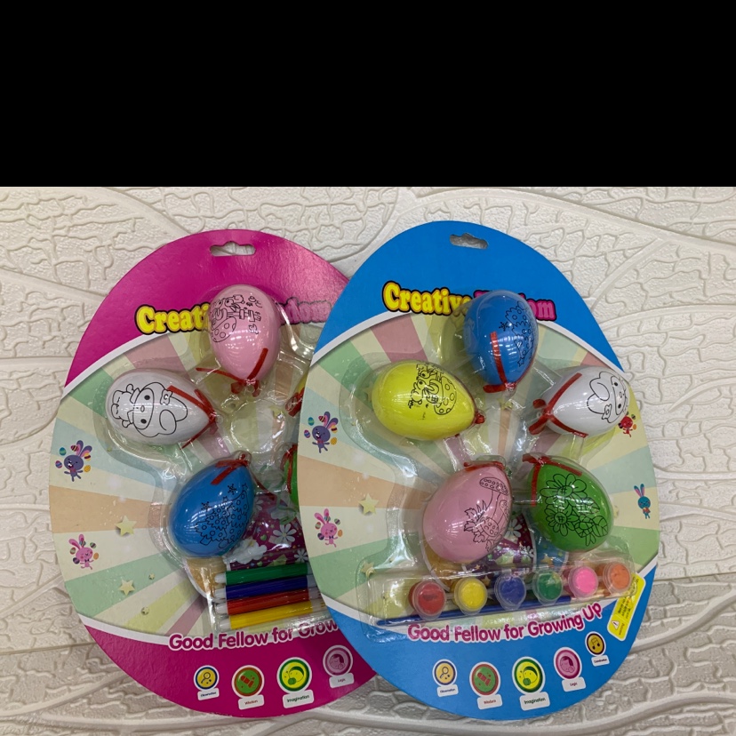 5 Colored Children's Easter Eggs Watercolor painted eggs imitation eggs