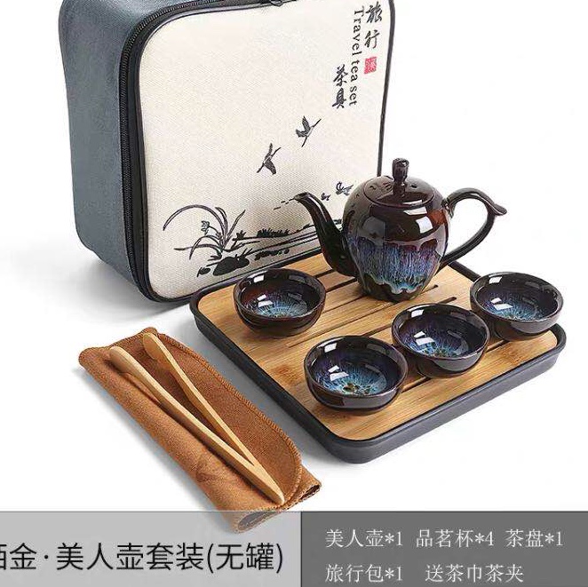 洒金.侧把壶套装细节图