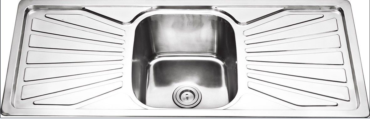 Stainless steel sink single basin double plate 1.2m thumbnail