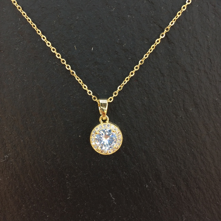 Fashion versatile miniature zircon round pendant necklace thumbnail