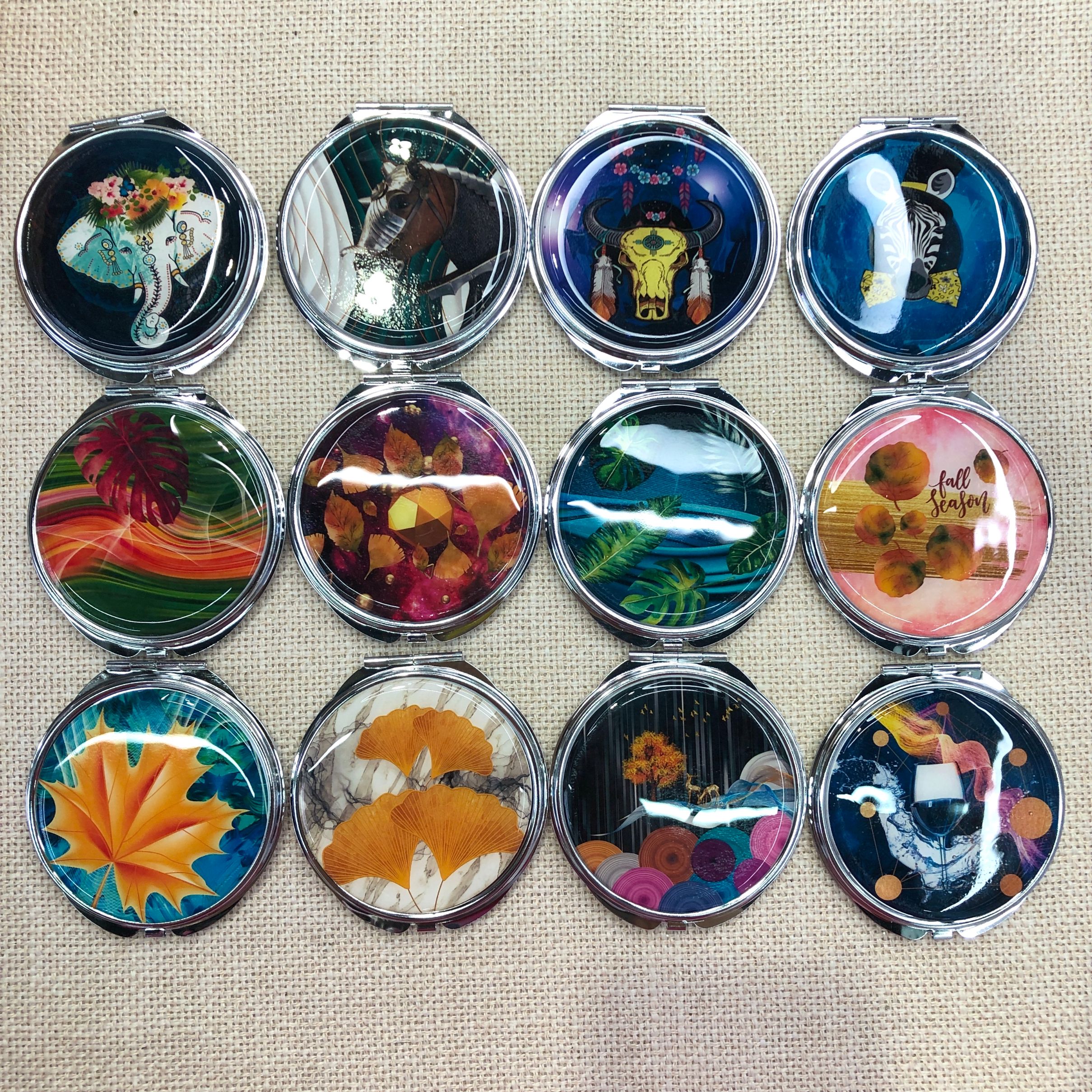 简易滴胶镜子 双面折叠口袋化妆镜 可印logo 广告礼品详情图2