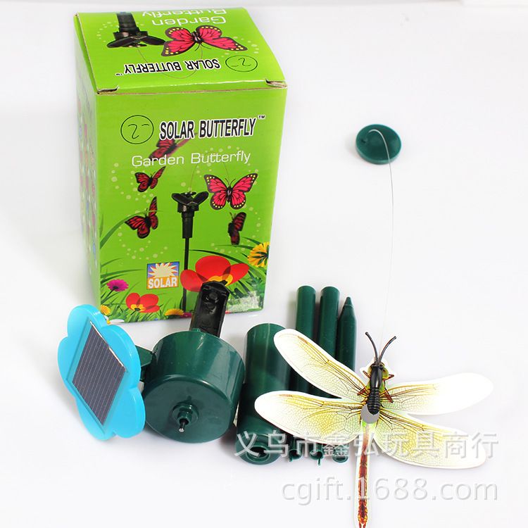 太阳能逗猫仿真蜂鸟 电动仿真蜻蜓飞鸟玩具 树脂工艺品园艺装饰详情1