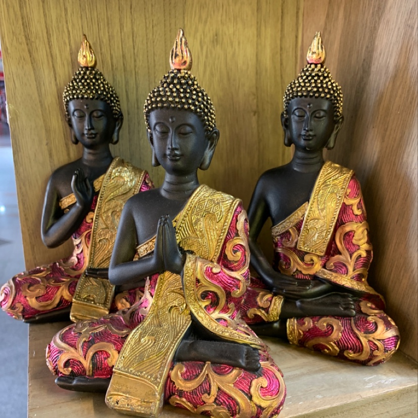 Rose gold Thai Buddha statue ornament set details Picture