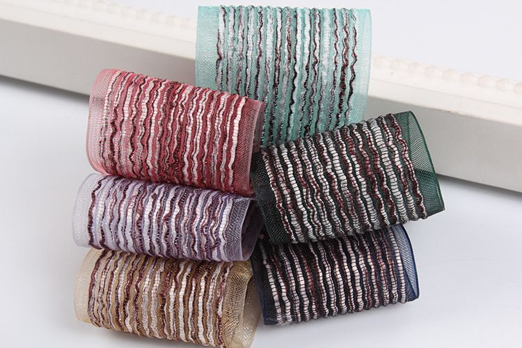 French imported ribbon stripes snow yarn with DIY handmade hair accessories materials clothing gift box packaging