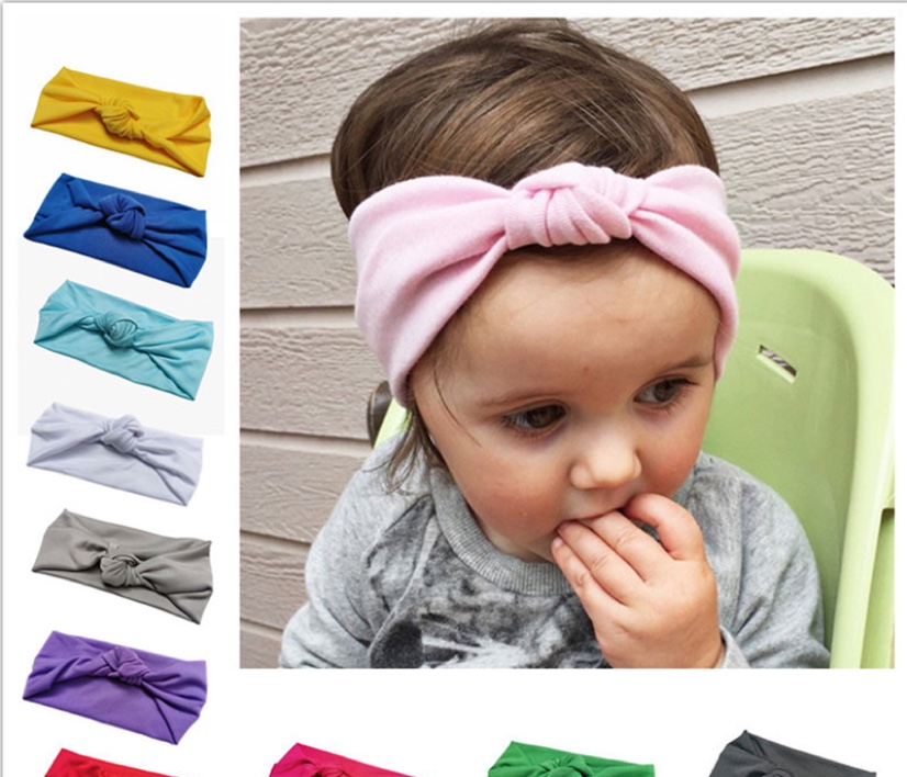 新款欧美儿童发带 弹力布打结头带宝宝头饰 牛奶丝发箍现货批发