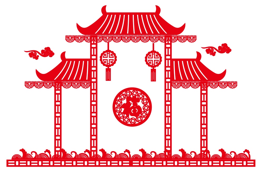 中国风墙贴不织布墙贴国庆装饰幼儿园装饰