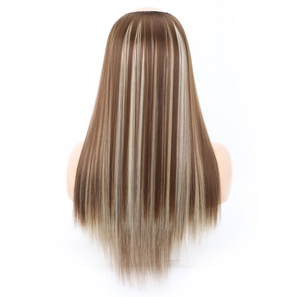 European and American wig big V long straight hair extension piece one piece long hair piece seamless long straight hair U wig extension piece
