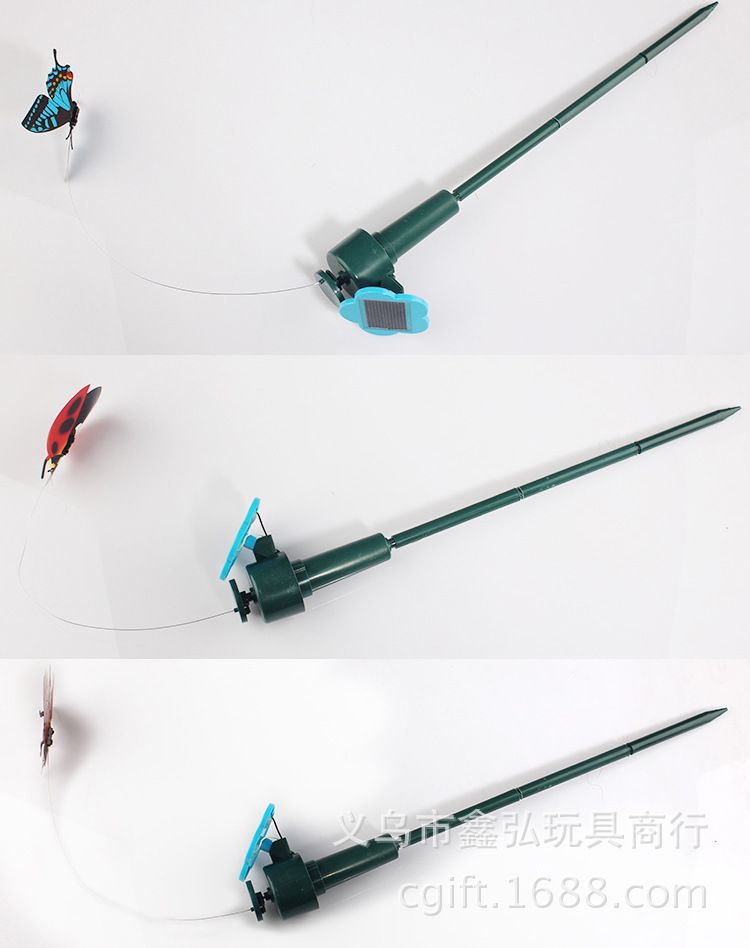 太阳能逗猫仿真蜂鸟 电动仿真蜻蜓飞鸟玩具 树脂工艺品园艺装饰详情6