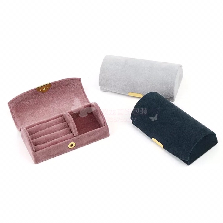 Korean-style jewelry box, high-end pelleted velvet travel portable jewelry storage bag, bracelet, stud and accessory storage box