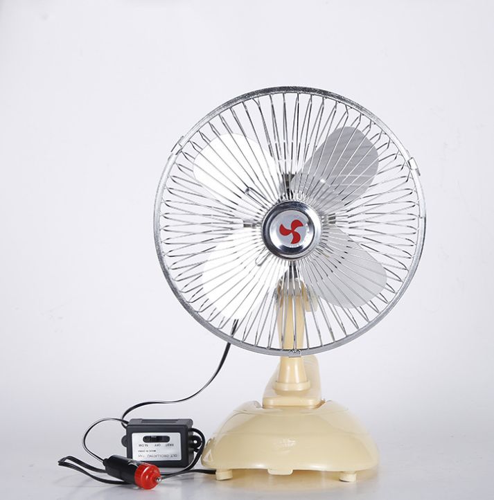 Manufacturers direct 12V / 24V portable fully enclosed vehicle electric fan with clip can shake the cigarette lighter joint thumbnail