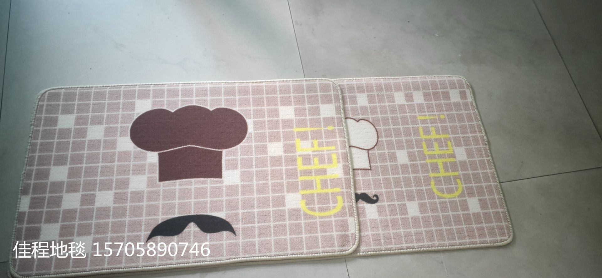 New best-selling TPR circular velvet printed kitchen 2-piece set kitchen combination floor mat, anti-slip mat, high-definition printed mat kitchen floor mat Application Scenario