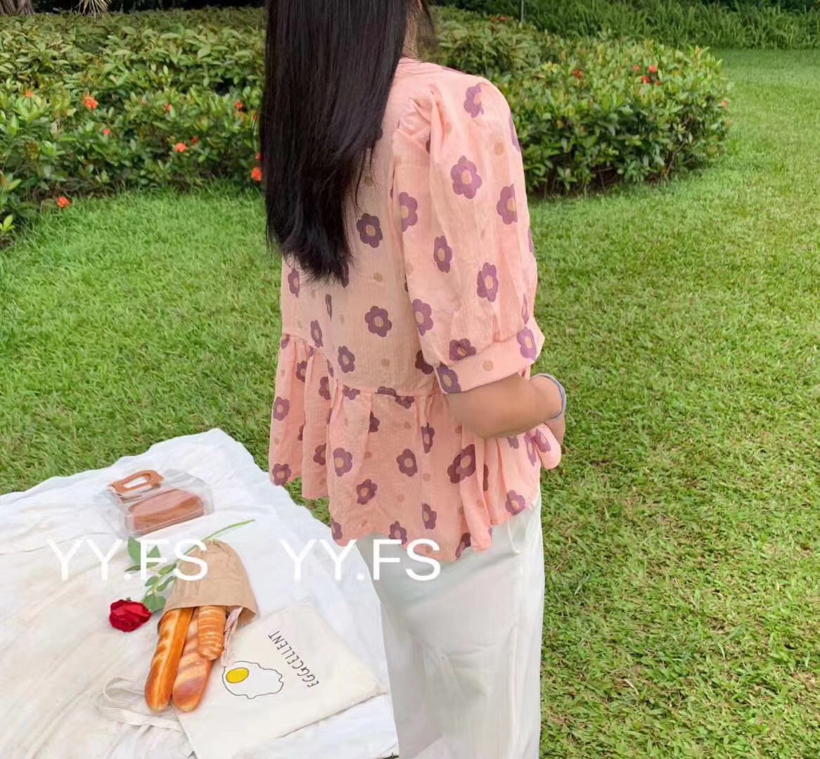 太阳花纯棉上衣宽松细节图