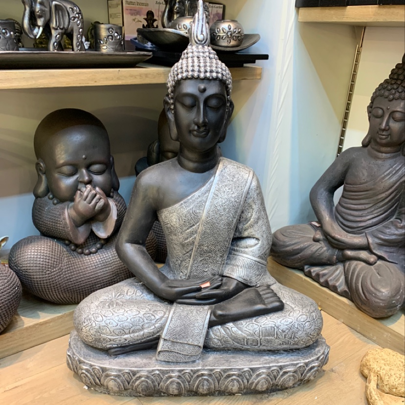泰佛仿古银色莲花座摆件 花园摆件工艺品 摄影道具