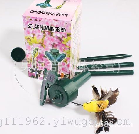 太阳能逗猫仿真蜂鸟玩具 电动仿真蝴蝶飞鸟 树脂工艺品园艺装饰详情图10