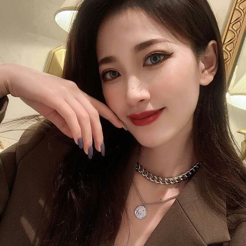 LACELIPS 重工金属双层项链女潮ins吊坠嘻哈个街头潮牌链条配饰