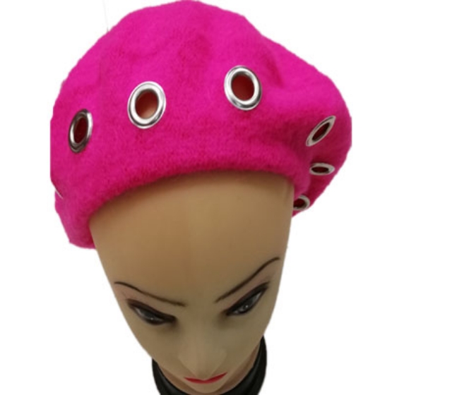 Wool beret with perforated wool warm spring/winter fashion beret thumbnail