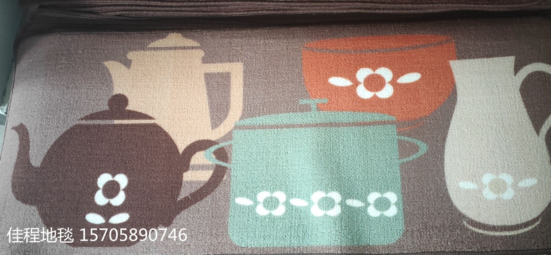 New best-selling TPR circular velvet printed kitchen 2-piece set kitchen combination floor mat, anti-slip mat, high-definition printed mat kitchen floor mat Item Picture