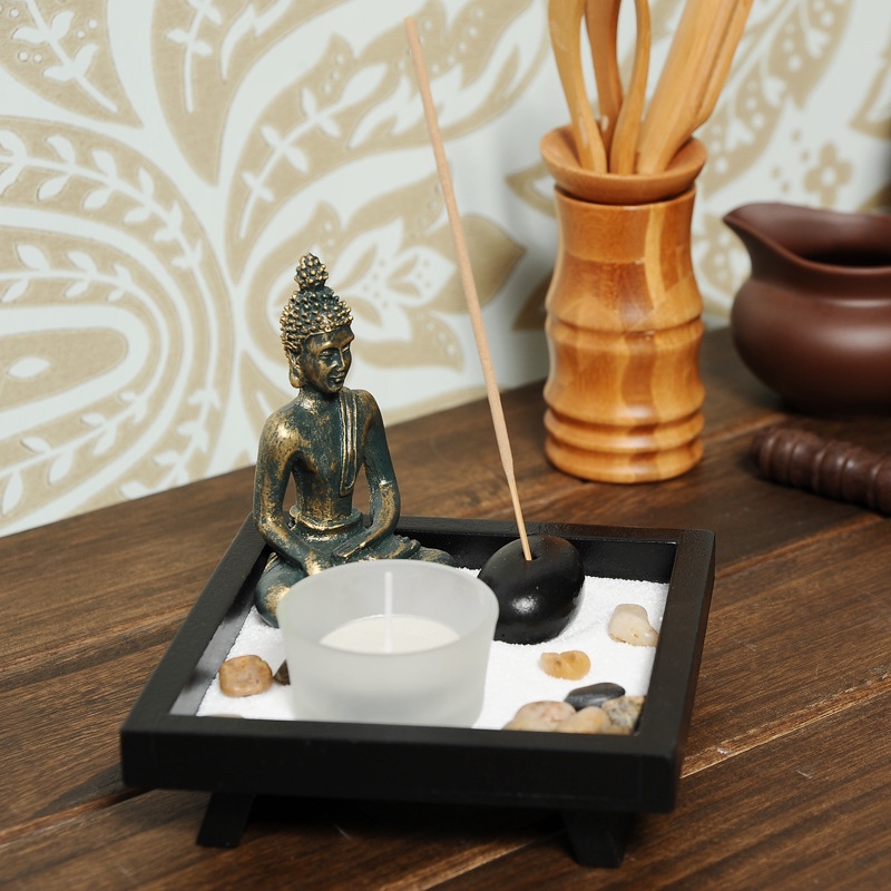 Southeast Asian-style Buddha statue handicrafts, Zen candlestick gift ornaments, resin handicrafts for restaurants and bars Specification image