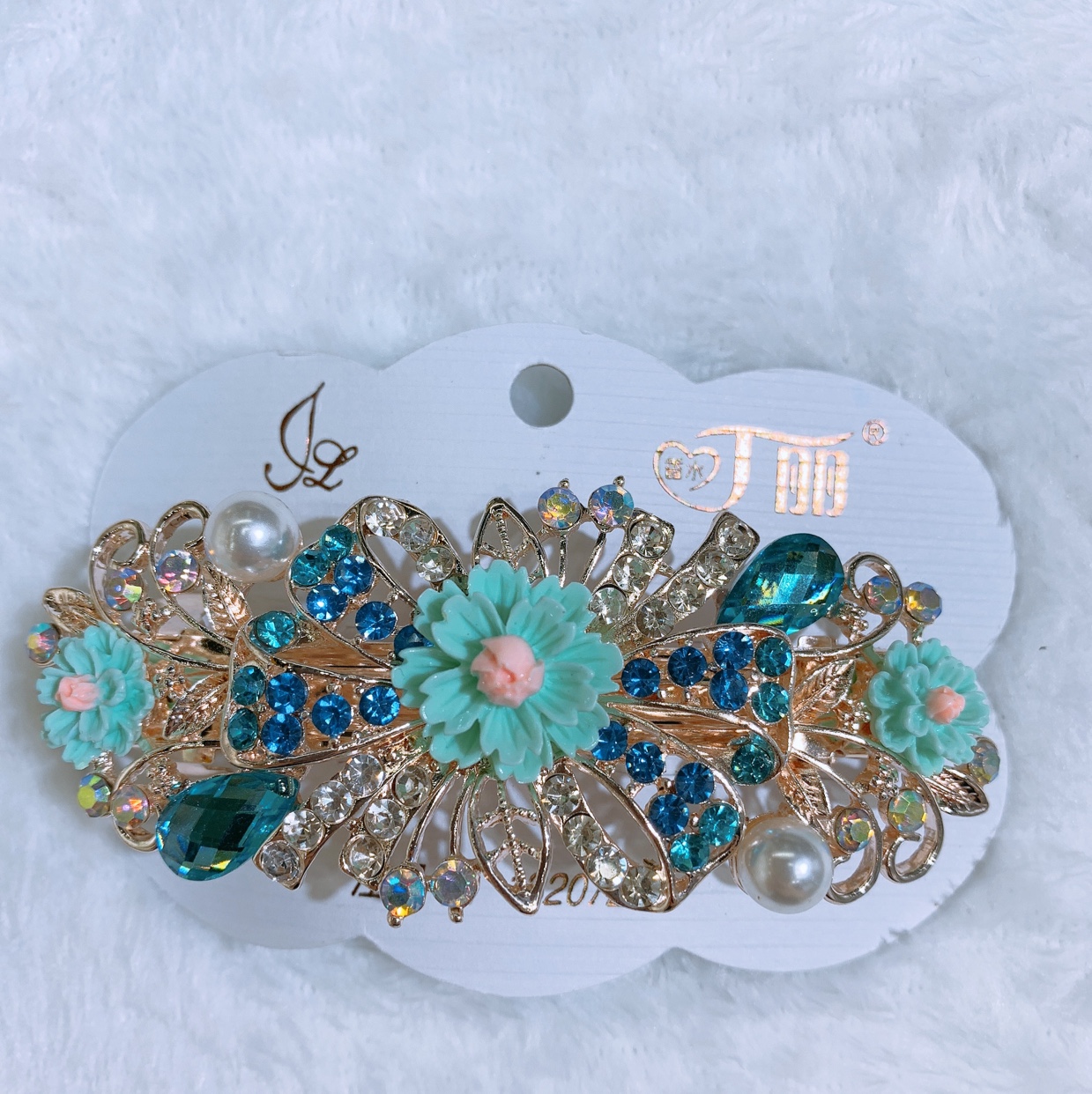 The large hairclip water drill spring clip fashion joker hairpin, fashion crystal edge clip, 8 cm hot style hairpin. thumbnail