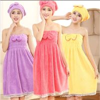 Bath skirt suit sexy variable can wear type adult bath towel female bibulous beauty salon wipe chest bathrobe princess hat thumbnail