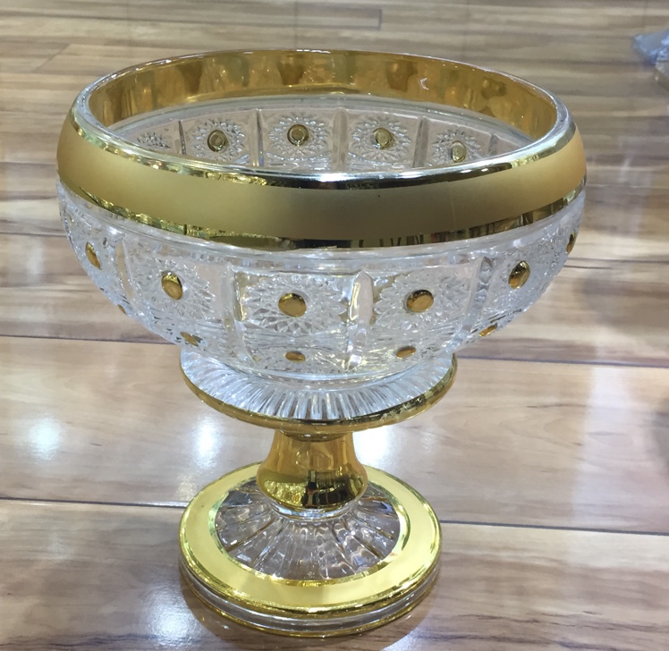 Tamaño medio chapado en oro europeo fruta cuchara de vidrio moderno sala de estar creativa fruta cuchara sala de estar decoración poner