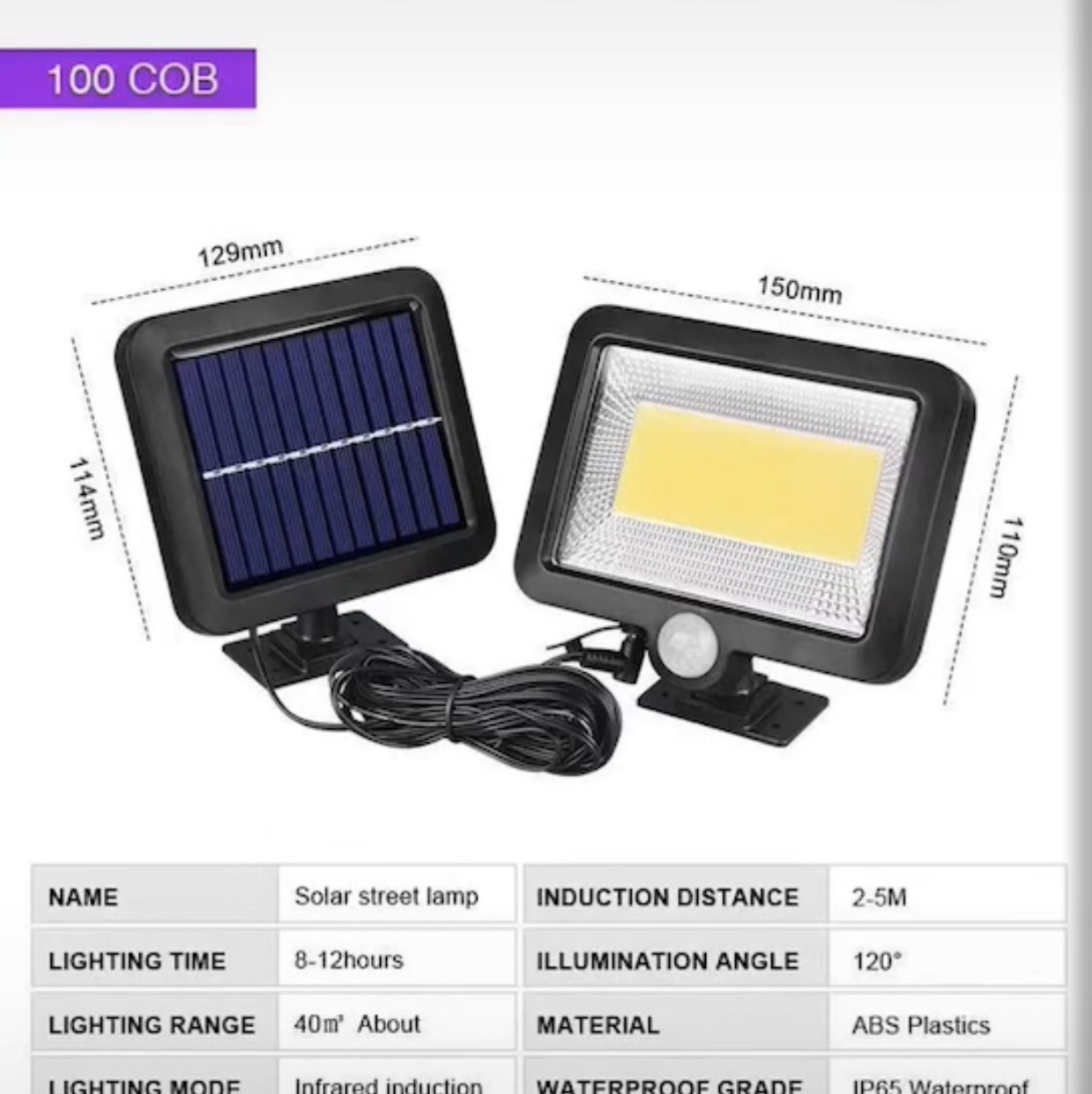 Solar floodlight 100W