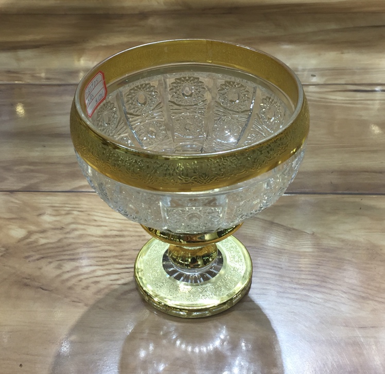 Trompeta chapado en oro europeo fruta cubo de vidrio moderno sala de estar creativa fruta cubo de sala de estar decoraciones poner