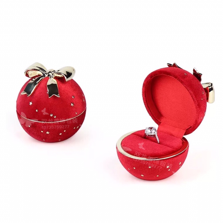 Round starry sky corduroy jewelry box, bow jewelry packaging box, jewelry display box