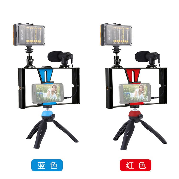 Mobile phone photography set, mobile phone live streaming rabbit cage set with fill light, microphone and tripod Application Scenario