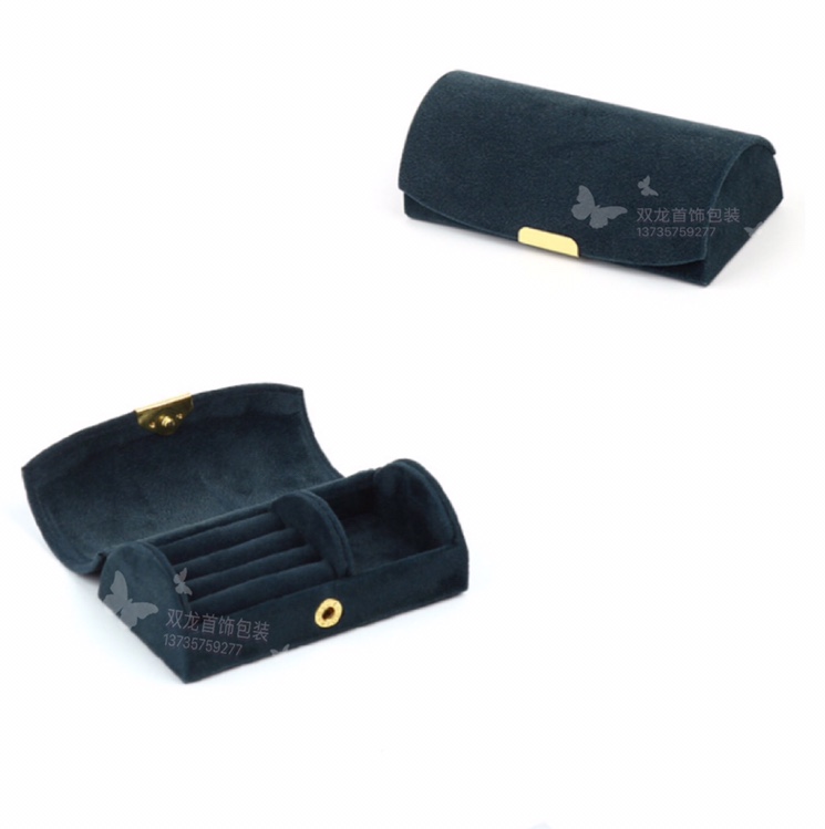 Korean-style jewelry box, high-end pelleted velvet travel portable jewelry storage bag, bracelet, stud and accessory storage box Item Picture