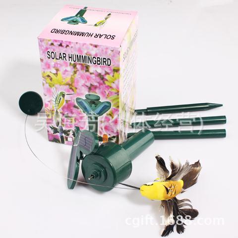 太阳能逗猫仿真蜂鸟玩具 电动仿真蝴蝶飞鸟 树脂工艺品园艺装饰详情图6