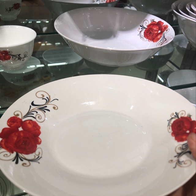 9-inch red flower ceramic plates, bowls and spoons! Special offer, stock, in stock details Picture