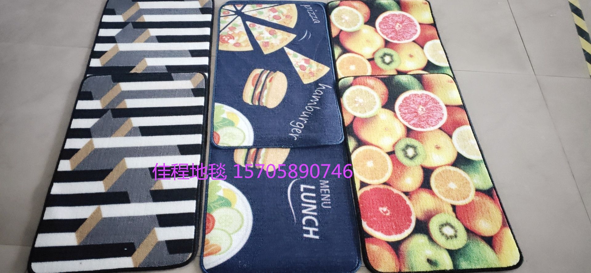 New best-selling TPR circular velvet printed kitchen 2-piece set kitchen combination floor mat, anti-slip mat, high-definition printed mat kitchen floor mat full figure