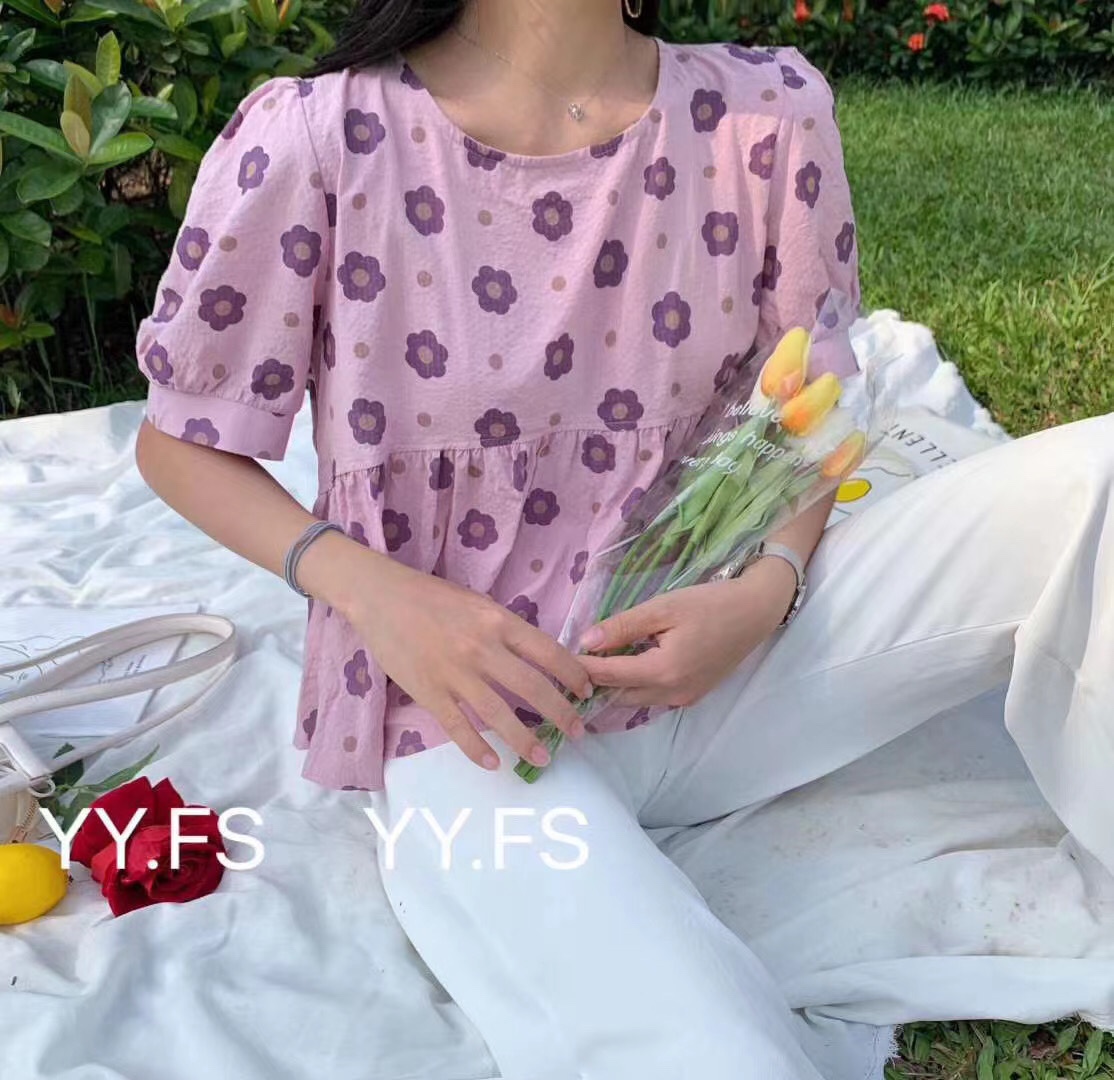 太阳花纯棉上衣宽松产品图