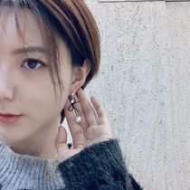Korean earring rhinestone earring nail twining bowknot pearl earrings lovely temperament simple long eardrop