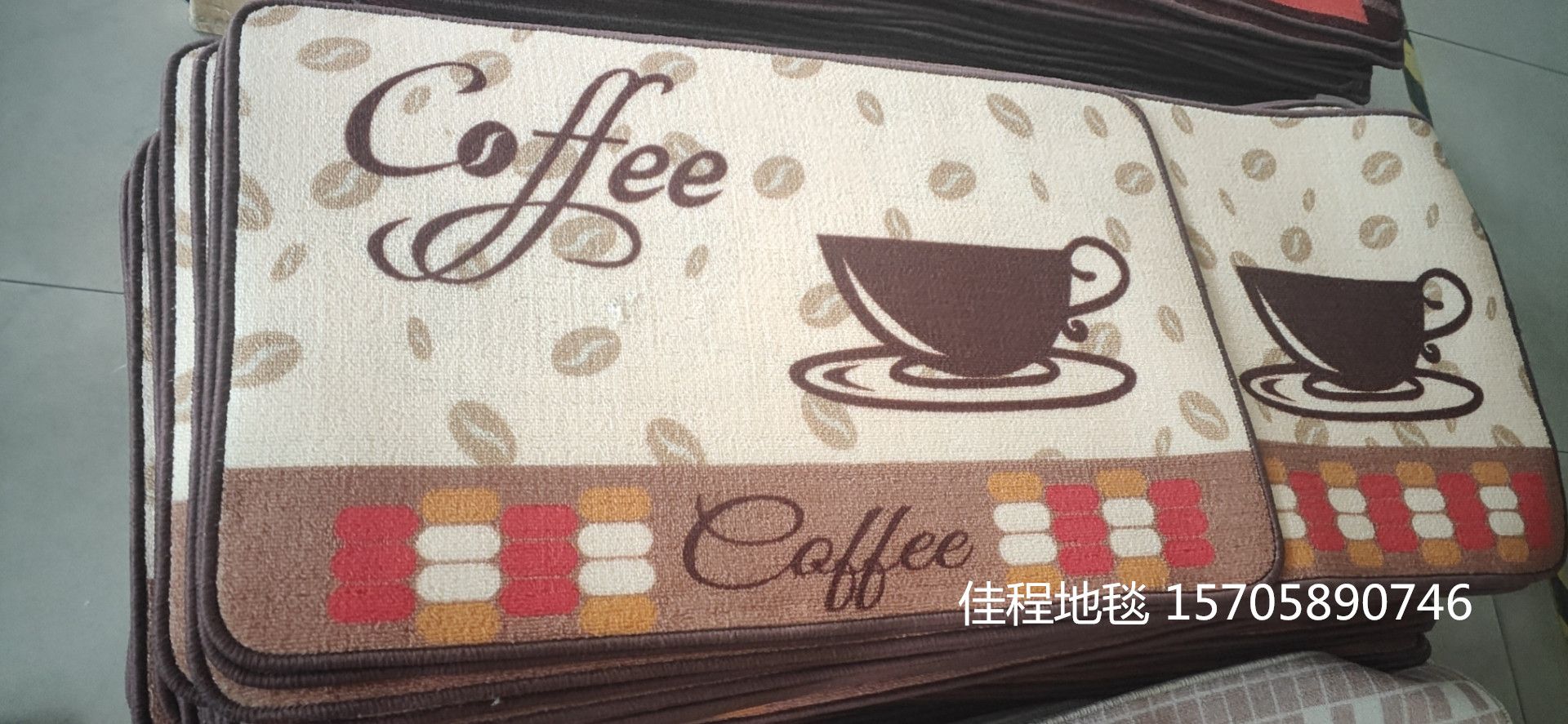 New best-selling TPR circular velvet printed kitchen 2-piece set kitchen combination floor mat, anti-slip mat, high-definition printed mat kitchen floor mat Specification drawing