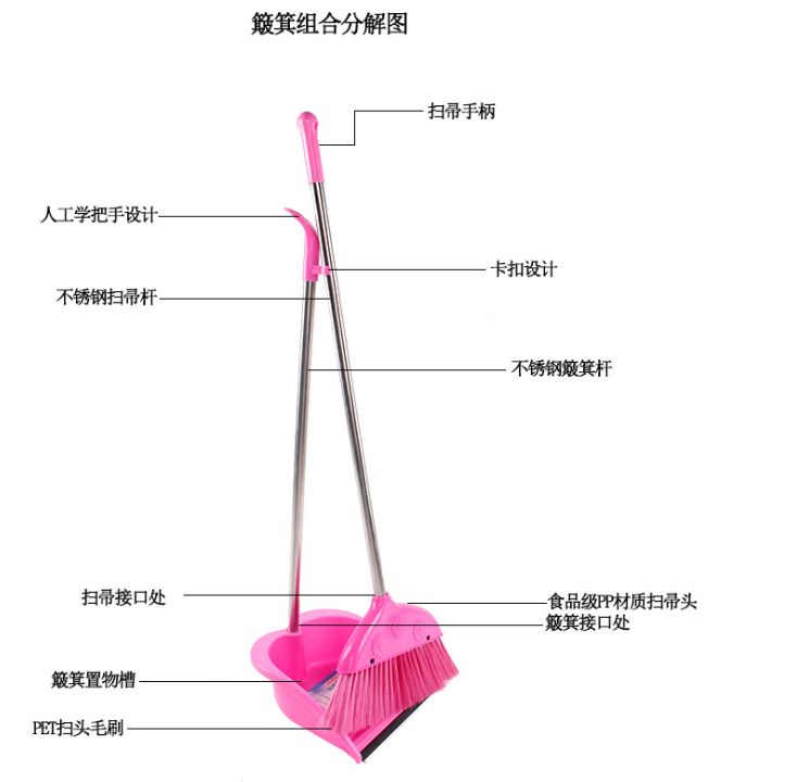 地摊10元店货源扫帚不锈钢杆扫把套装居家塑料簸箕日用百货批发详情图4
