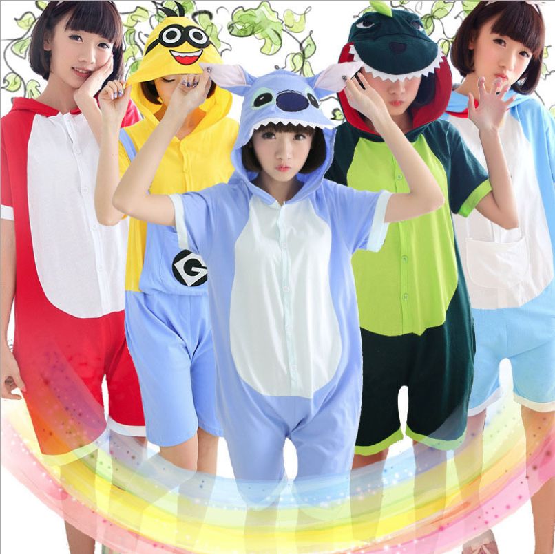 Spring/summer green dinosaur male short-sleeved cotton cartoon animal onesie pajamas cute Pikachu ladies' home wear thumbnail