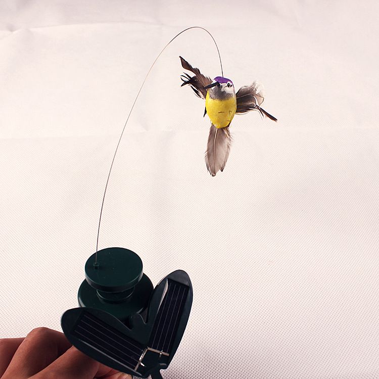 太阳能逗猫仿真蜂鸟玩具 电动仿真蝴蝶飞鸟 树脂工艺品园艺装饰详情图5