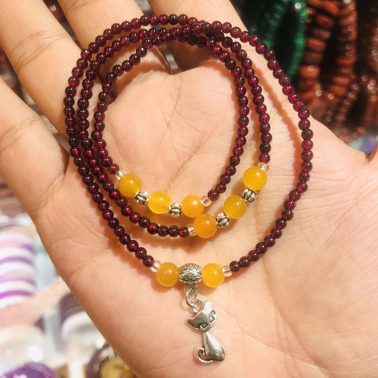 2 Natural stone necklaces, sweater chains, neck accessories, short pendants, spring and summer sweater decorative chains undefined