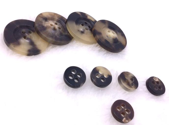 Natural ox horn button cashmere double-faced woolen coat button in camel's color