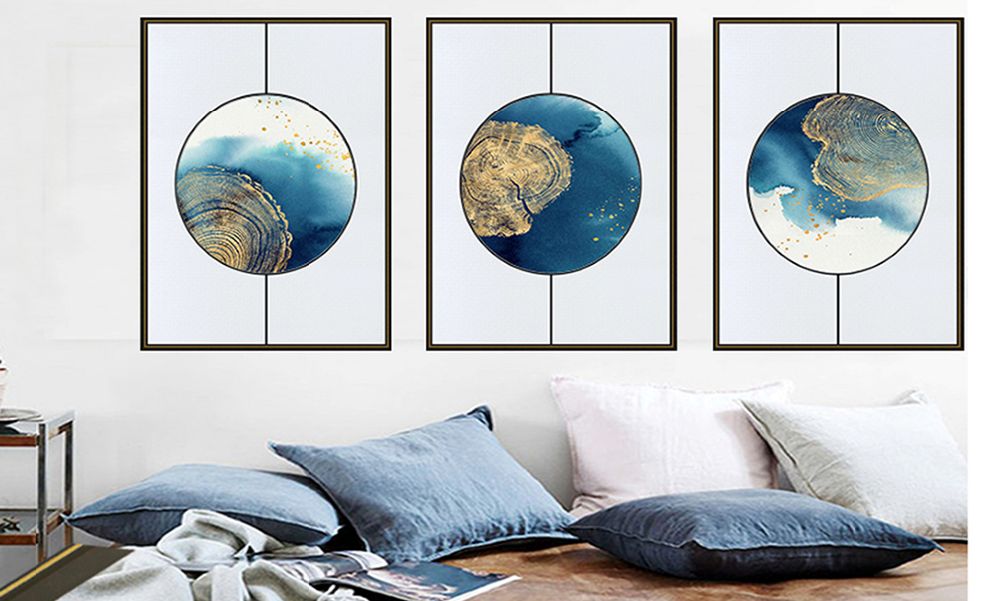 New Chinese Living Room Dining Room Decorative Painting Sofa Background Painting Hanging Painting Triplet