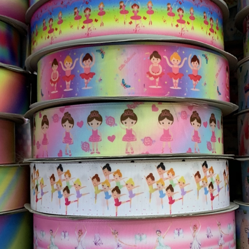 2.5公分芭蕾小女孩数码印罗纹带