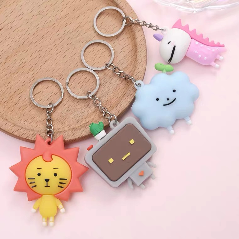 韩国创意可爱卡通狮子恐龙钥匙扣圈链挂件工艺小礼品硅胶软胶