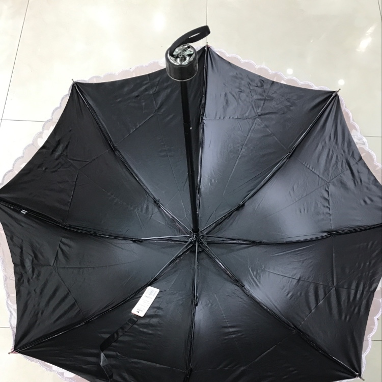 Item No. 3683E Golden Fall Encounter Touch Vinyl Double Lace Triple Fold Umbrella Umbrella Specification drawing