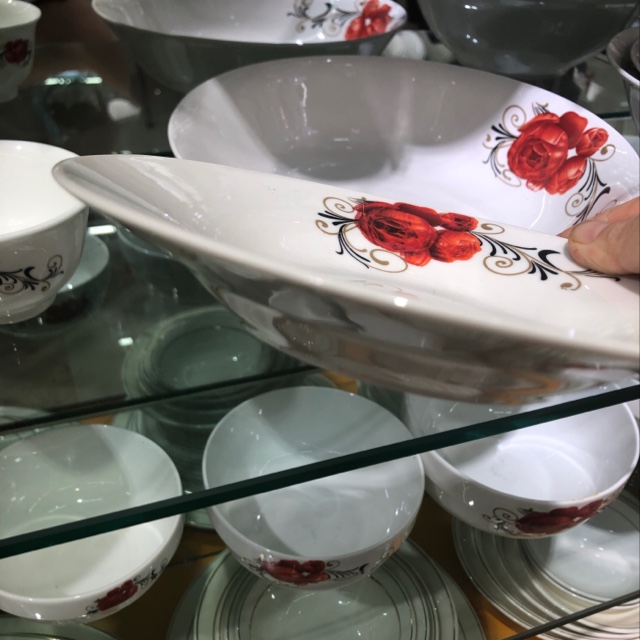 7-inch red flower ceramic plates, bowls and spoons! Special offer, inventory, factory direct sales, wholesale and retail, in stock, offline physical store. Consult before placing an order Application Scenario